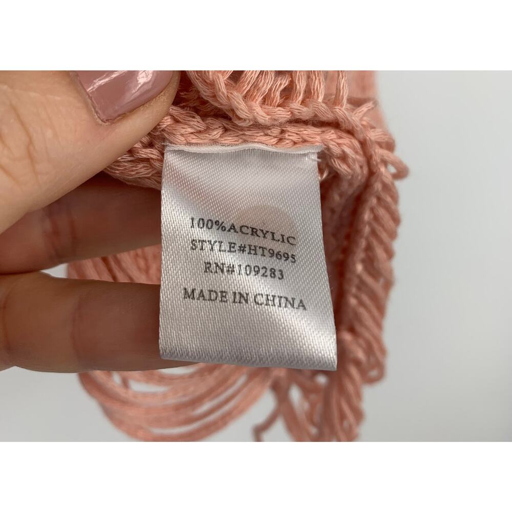 Vintage Havana Pink Acrylic Tape Yarn Shredded Half Sleeve Sweater Size Medium - Picture 4 of 5